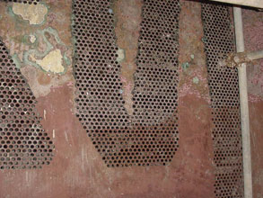 管板涂层失效,造成腐蚀 管板涂层失效,造成腐蚀